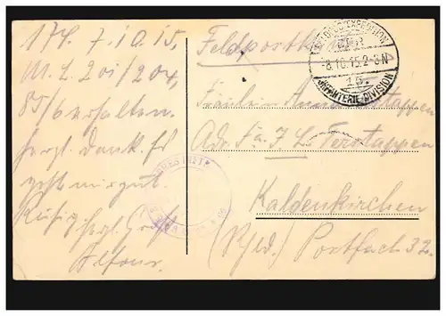 France Chauny Eglise Saint Martin, Feldpost 5. Rhin. Inf.-Regt.65 - 3.10.15