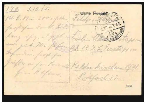 France Reims Cathédrale, Feldpost 5. Rheinisches Inf.-Regt. 65 - 4.10.1915