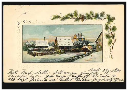 Künstler-AK Landschaftsbild Winter, BERLIN N 24e 23.2.1901 nach ELBERFELD 24.2. 