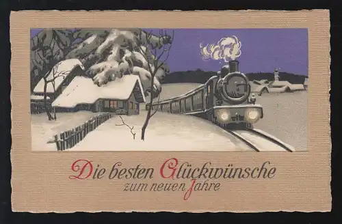 AK Neujahr: Eisenbahn im Winter, LIEGNITZ 31.12.1914 nach Dresden