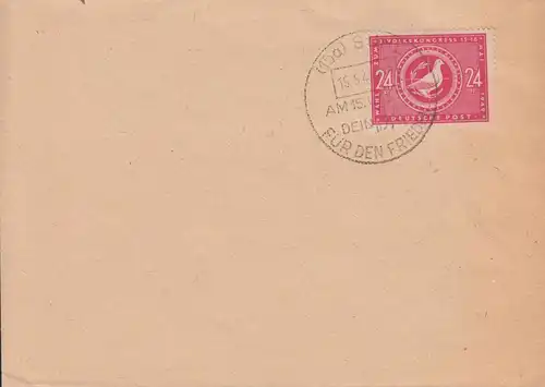 232 Élections sur enveloppe blanche SSt SUHL Ton oui pour la paix 15.5.1949