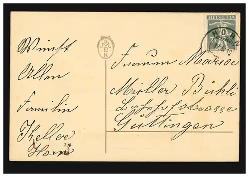 Künstler-AK Ostern Küken im Veilchenstrauß, HORN (THORGAU) 17.4.1919