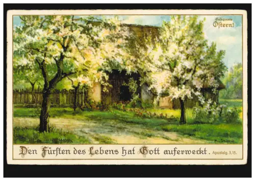 AK Martha de Stuckrad: Béni Pâques - Dorfidylle, WERDAU 4.4.1931