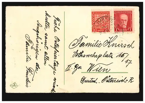 Artiste AK Pâques Chaton de saule fleurs cloche, LIMBERK 31.3.1939