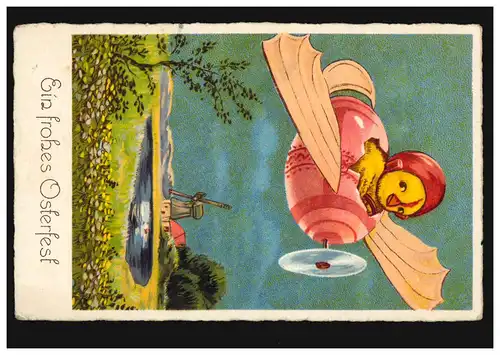 AK Artiste de Pâques Poussins dans l'œuf de pâque volant, WALDBRÖHL 15.4.1933