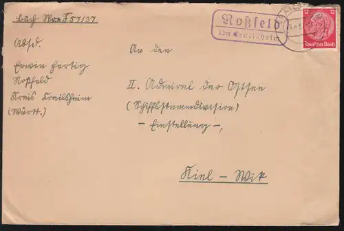 Le temple de Landpost Roßfeld par CRAILSHEIM 19.4.1943 à Kiel