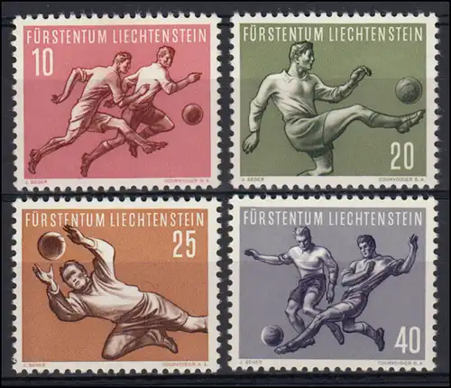 322-325 Coupe du Monde Berne/Suisse 1954, quatre valeurs complètes, propres frais de post **