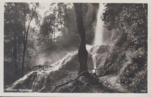 Le temple de la poste de campagne Saint-Jean sur REUTLINGEN 21.8.36 sur AK Uracher cascade