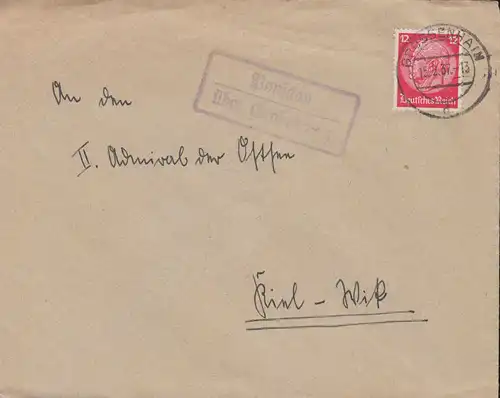 Landpost-Stempel Ponickau über GROSSENHAIN 13.2.1937 auf Brief nach Kiel