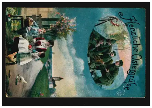 Poste de terrain BS Service de la nourriture de campagne 13. Division Landwehr 22.4.16, AK Pâques dans le champ