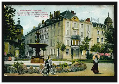 France Diedenhofen-Thionville: Crauser-Standard und Springbrunnen, 7.7.1915