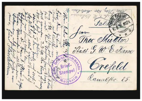 France Haut-Königsburg/Els., Feldpost Kaiserl. Kommando Molsheim 1916