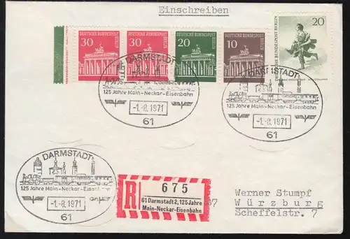 Porte d'incendie Rand-ZD avec W 43 R-Bf. Centre R spécial SSt DARMSTADT chemin de fer 1.8.71