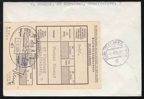 Porte d'incendie Rand-ZD avec W 43 R-Bf. Centre R spécial SSt DARMSTADT chemin de fer 1.8.71