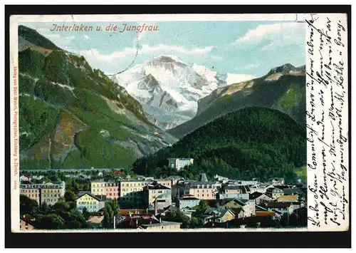 Suisse AK Interlaken et la Vierge, Bonigen 27.7.1901 d'après HANNOVER 28.7.01