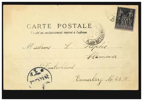 Frankreich AK Paris: Bahnhof, 23.1.1901 nach HANNOVER 24.1.1901