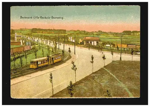 France AK Boulevard Lille Roubaix Tourcoing, Feldpost 21.4.1916 vers Witten