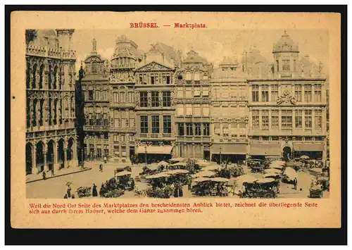 Belgien AK Brüssel: Marktplatz, Feldpost BS Armierungs-Batl. 149 - 20.5.1913