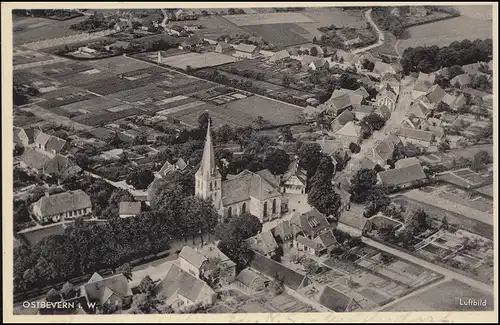 AK Ostbevern i. W. - Panorama d'images aériennes avec église, Feldpost 4.12.1939 à Berlin
