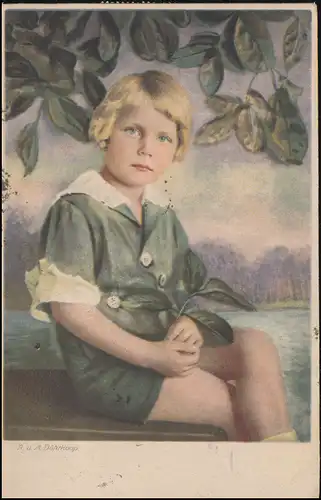 Künstler-AK R. und M. Dührkoop: Mädchen im grünen Kleid, INFLA-Karte 8.10.1923