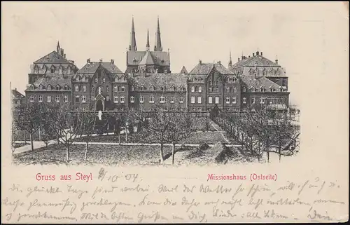 AK Gruss aus Steyl: Missionshaus (Südseite), KALDENKIRCHEN / RHEINLAND 4.10.1904