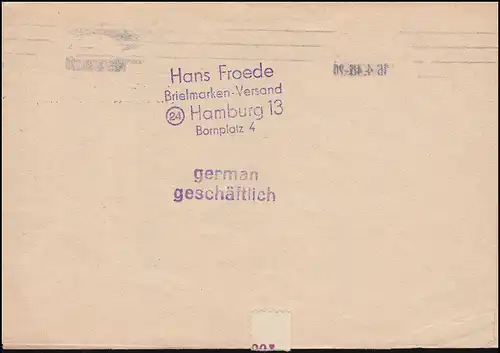 10 AM-Post 3 Pf. en tant que MeF sur l'impression HAMBURG 16.4.1946 vers Schwabach