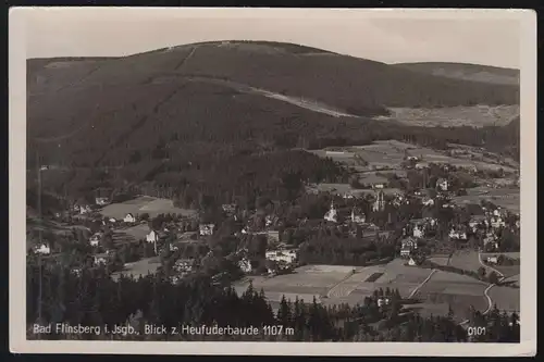 Landpost-Stempel Heufunderbaude über BAD FLINSBERG (ISERGEB) 11.8.1937