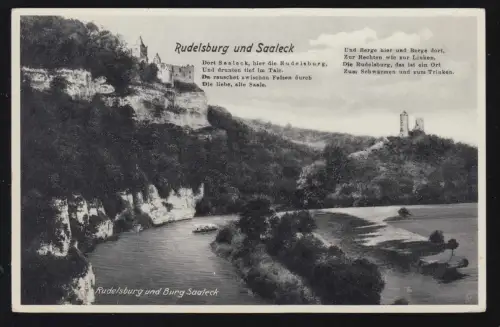 Landpost-Stempel Saaleck über NAUMBURG (SAALE) LAND 9.6.1938 auf AK Rudelsburg