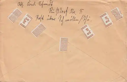 Temple de la poste de campagne de Russie Village sur SCHMÖLLN (THURINGEN) PAYS 15.2.1937 sur lettre