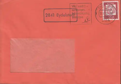 Landpost-Stempel 2841 Eydelstedt auf Fenster-Brief DIEPHOLZ 17.12.1962