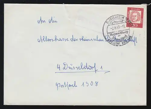 Temple de la poste de campagne 5379 Uedelhoven sur lettre SSt BLANKENHEIM (AHR) 2.8.1963