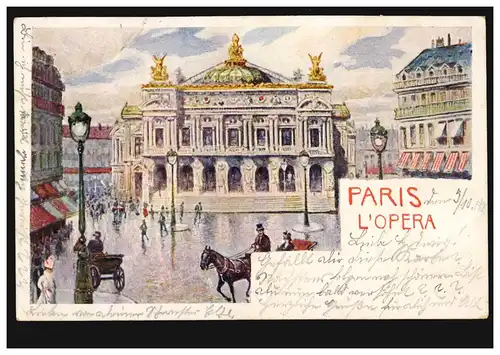 Frankreich AK Paris: Die Oper, BERLIN 5.10.1900 nach MÜNCHEBERG 8.10.00