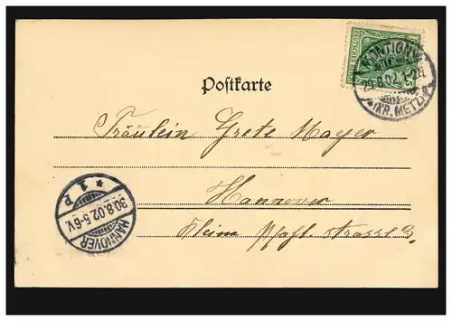 France AK Metz: Pont central d'Esplanada vu, Montigny 29.8.1902