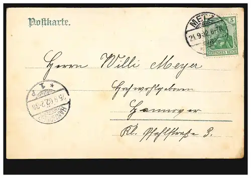 France AK Metz: Toder Moselarm, METZ 24.9.1902 vers HANOVER 25.9.02