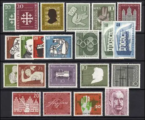 227-248 Bund-Ange 1956, 22 timbres complets, ** post-fraîchissement