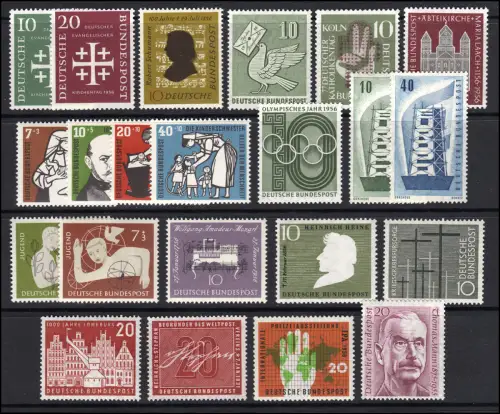 227-248 Bund-Ange 1956, 22 timbres complets, ** post-fraîchissement