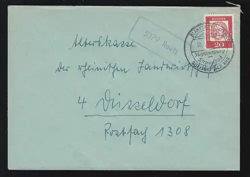 Temple de la poste de campagne 5379 Reetz sur lettre BLANKENHEIM Lieu de naissance de l'Ahr 30.7.63