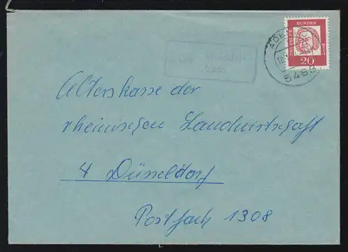 Le temple de Landpost 5489 Quiddelbach sur lettre ADENAU 10.1.1964 à Düsseldorf