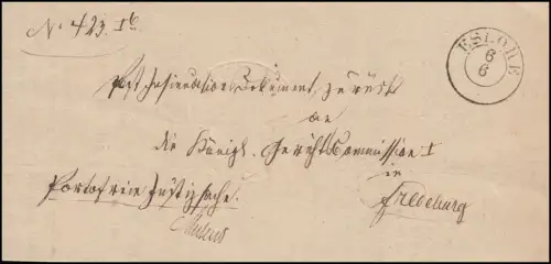Prusse Lettre de pli ESLOHE 6.6.1854: acte de signification et de notification signé par le facteur