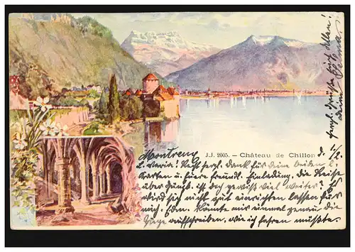 Schweiz AK Schloss von Chillon am Genfersee, Montreux 1.2.1901 