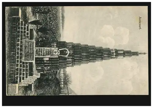 France AK Avricurt/Oise: Monument pour la faveur de Noyon, Feldpost 1915