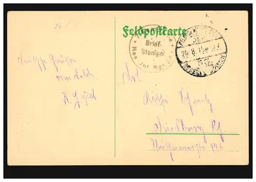 Belgien AK Roulers: Deutsches Heldendenkmal 1. August 1915, Feldpost 25.8.1915