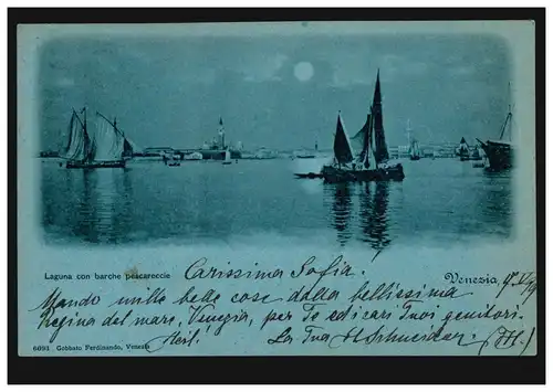 Italie AK Venise / Venezia - du côté du lac à la clair de lune, 17.5.1899