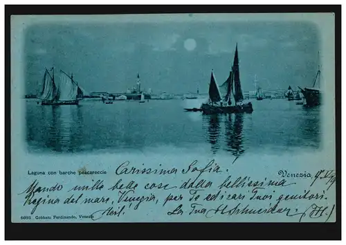 Italien AK Venedig / Venezia - von der Seeseite bei Mondschein, 17.5.1899