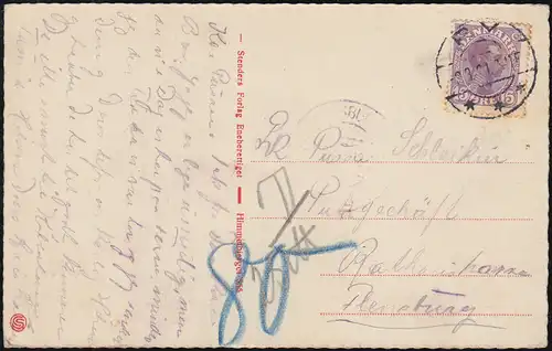 Danemark AK Heimbjerget / Heiftberg, RY 3.3.1921 vers Flensburg