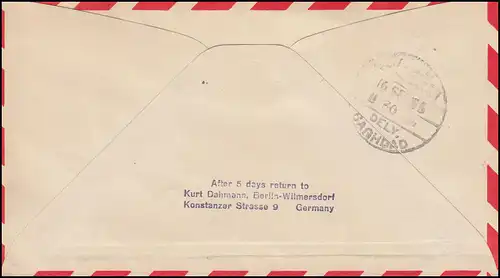 Vol d'ouverture de Lufthansa vers Bagdad 12.9.1956 Lettre BERLIN 10.9.56