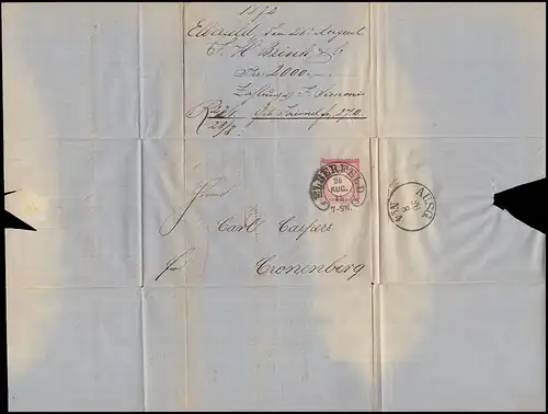 4 pectoral sur papier pliant Tampon de fer à cheval ELBERFELD 26.8.1872 après Cronenberg