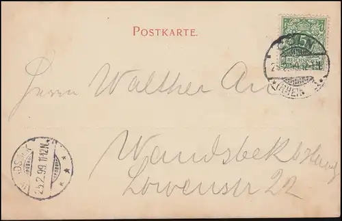 AK Cologne am Rhein. La gare ferroviaire, CÖLN 25.2.1899 selon WANDSBECK 25.7.99