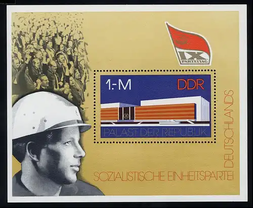 Block 45 Parteitag der SED 1976, postfrisch