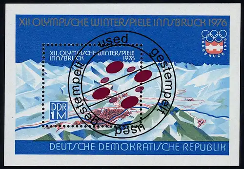 Block 43 Olympische Winterspiele Innsbruck Tagestempel
